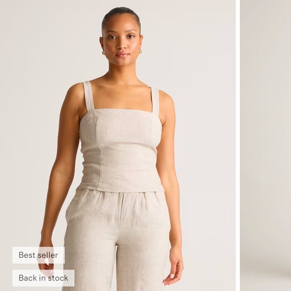 Quince Tops - Quince 100% European Linen Fitted Tank Flax Sz M